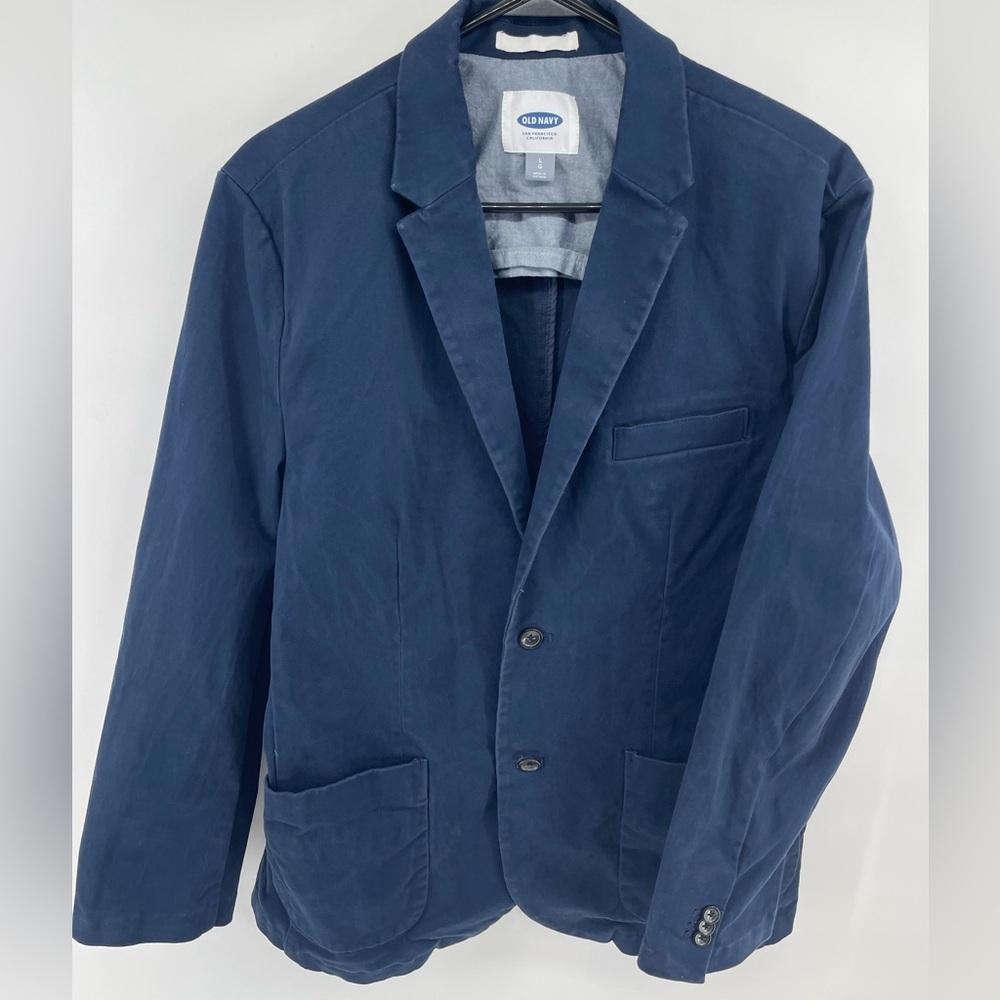Old Navy Causal Blazer Ink Blue Solid Womens Lg Deep Pockets Work Wear Business